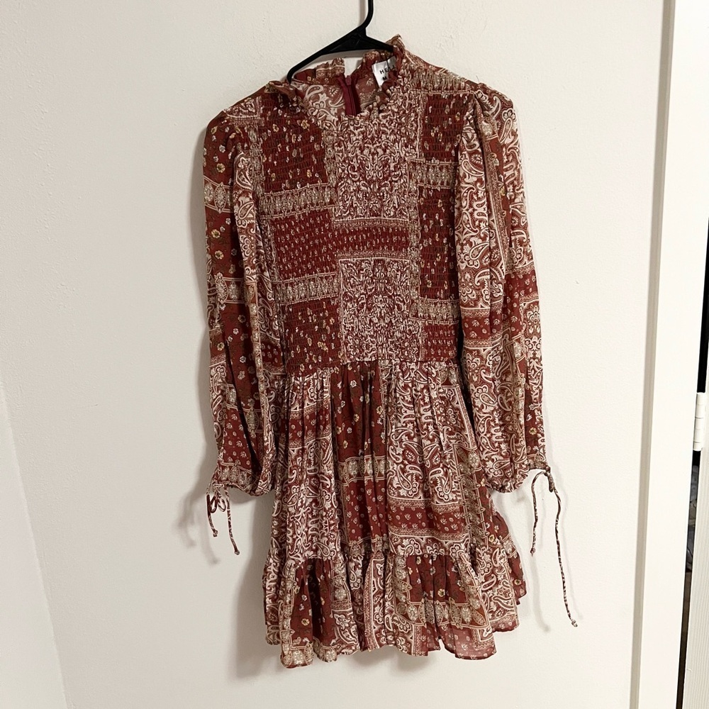 NWT Hello Molly ruffle neck pattern fit and flare mini dress size 4 - Picture 5 of 13
